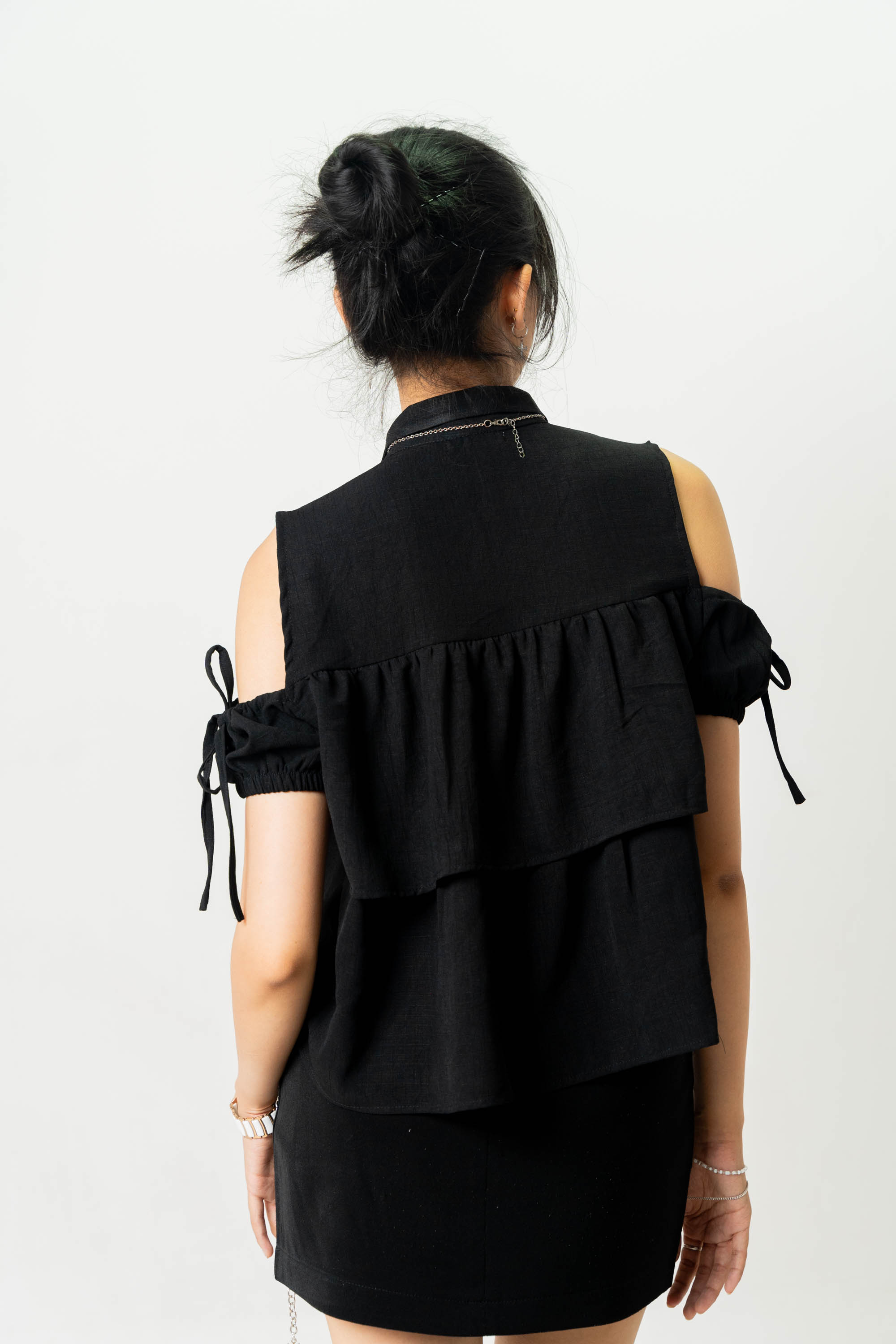 Aurora Black Ruffled Top